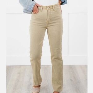 Risen High Rise Straight Leg Jeans In Sand RDP5507X Women's Size 2X